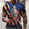 T shirt Tee Homme Unisexe 3D effet Imprimés Photos Aigle Drapeau National Col Ras du Cou Imprimer Manches Courtes Plein Air du"idien Vacances Standard Polyester Design Décontractée Grand et grand miniinthebox
