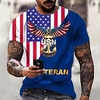 T shirt Tee Homme Unisexe 3D effet Imprimés Photos Aigle Drapeau National Col Ras du Cou Imprimer Manches Courtes Plein Air du"idien Vacances Standard Polyester Design Décontractée Grand et grand miniinthebox