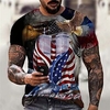 T shirt Tee Homme Unisexe 3D effet Imprimés Photos Aigle Drapeau National Col Ras du Cou Imprimer Manches Courtes Plein Air du"idien Vacances Standard Polyester Design Décontractée Grand et grand miniinthebox