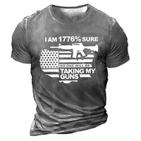 T shirt Tee Homme Unisexe 3D effet Imprimés Photos Arme Drapeau National Col Ras du Cou Imprimer Manches Courtes Plein Air du"idien Vacances Standard Polyester Décontractée Designer Grand et grand miniinthebox
