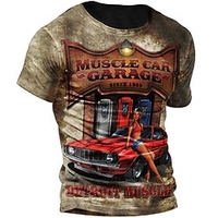 T shirt Tee Homme Unisexe 3D effet Imprimés Photos Automatique Col Ras du Cou Imprimer Manches Courtes Plein Air du"idien Vacances Standard Polyester Décontractée Rétro Vintage Designer miniinthebox