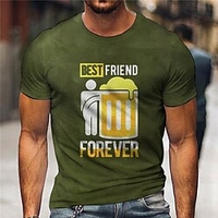 T shirt Tee Homme Unisexe 3D effet Imprimés Photos Bière Col Ras du Cou Imprimer Manches Courtes Plein Air du"idien Vacances Standard Polyester Décontractée Rétro Vintage Designer miniinthebox