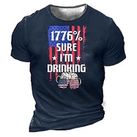 T shirt Tee Homme Unisexe 3D effet Imprimés Photos Bière Drapeau National Col Ras du Cou Imprimer Manches Courtes Plein Air du"idien Vacances Standard Polyester Décontractée Designer Grand et miniinthebox