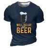 T shirt Tee Homme Unisexe 3D effet Imprimés Photos Bière Lettre Col Ras du Cou Imprimer Manches Courtes Plein Air du"idien Vacances Standard Polyester Décontractée Designer Grand et grand miniinthebox