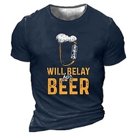 T shirt Tee Homme Unisexe 3D effet Imprimés Photos Bière Lettre Col Ras du Cou Imprimer Manches Courtes Plein Air du"idien Vacances Standard Polyester Décontractée Designer Grand et grand miniinthebox