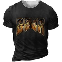 T shirt Tee Homme Unisexe 3D effet Imprimés Photos Bière Lettre Col Ras du Cou Imprimer Manches Courtes Plein Air du"idien Vacances Standard Polyester Décontractée Rétro Vintage Designer miniinthebox
