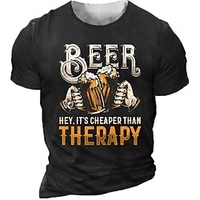T shirt Tee Homme Unisexe 3D effet Imprimés Photos Bière Lettre Col Ras du Cou Imprimer Manches Courtes Plein Air du"idien Vacances Standard Polyester Décontractée Rétro Vintage Designer miniinthebox