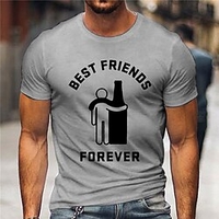 T shirt Tee Homme Unisexe 3D effet Imprimés Photos Bière Lettre Col Ras du Cou Imprimer Manches Courtes Plein Air du"idien Vacances Standard Polyester Décontractée Rétro Vintage Designer miniinthebox
