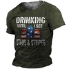 T shirt Tee Homme Unisexe 3D effet Imprimés Photos Boire Col Ras du Cou Imprimer Manches Courtes Plein Air du"idien Vacances Standard Polyester Décontractée Designer Grand et grand miniinthebox