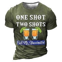 T shirt Tee Homme Unisexe 3D effet Imprimés Photos Boire Lettre Col Ras du Cou Imprimer Manches Courtes Plein Air du"idien Vacances Standard Polyester Décontractée Designer Grand et grand miniinthebox