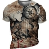 T shirt Tee Homme Unisexe 3D effet Imprimés Photos Boussole Col Ras du Cou Imprimer Manches Courtes Plein Air du"idien Vacances Standard Polyester Décontractée Rétro Vintage Designer miniinthebox