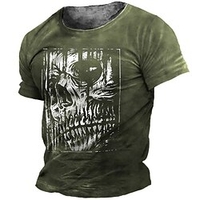 T shirt Tee Homme Unisexe 3D effet Imprimés Photos Crânes Col Ras du Cou Imprimer Manches Courtes Plein Air du"idien Vacances Standard Polyester Décontractée Designer Grand et grand miniinthebox