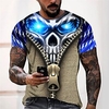 T shirt Tee Homme Unisexe 3D effet Imprimés Photos Crânes Col Ras du Cou Imprimer Manches Courtes Plein Air du"idien Vacances Standard Polyester Décontractée Designer Grand et grand miniinthebox