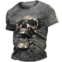 T shirt Tee Homme Unisexe 3D effet Imprimés Photos Crânes Col Ras du Cou Imprimer Manches Courtes Plein Air du"idien Vacances Standard Polyester Décontractée Designer Grand et grand miniinthebox