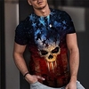 T shirt Tee Homme Unisexe 3D effet Imprimés Photos Crânes Col Ras du Cou Imprimer Manches Courtes Plein Air du"idien Vacances Standard Polyester Décontractée Designer Grand et grand miniinthebox