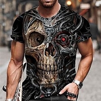 T shirt Tee Homme Unisexe 3D effet Imprimés Photos Crânes Col Ras du Cou Imprimer Manches Courtes Plein Air du"idien Vacances Standard Polyester Design Casual Grand et grand / Eté / Eté miniinthebox