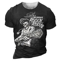 T shirt Tee Homme Unisexe 3D effet Imprimés Photos Crânes Col Ras du Cou Imprimer Manches Courtes Plein Air du"idien Vacances Standard Polyester Design Décontractée Rétro Vintage / Eté miniinthebox