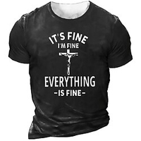 T shirt Tee Homme Unisexe 3D effet Imprimés Photos Croix Lettre Col Ras du Cou Imprimer Manches Courtes Plein Air du"idien Vacances Standard Polyester Décontractée Designer Grand et grand miniinthebox