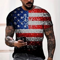 T shirt Tee Homme Unisexe 3D effet Imprimés Photos Drapeau National Col Ras du Cou Imprimer Manches Courtes Plein Air du"idien Vacances Standard Polyester Décontractée Designer Grand et grand miniinthebox