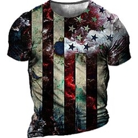 T shirt Tee Homme Unisexe 3D effet Imprimés Photos Drapeau National Col Ras du Cou Imprimer Manches Courtes Plein Air du"idien Vacances Standard Polyester Décontractée Rétro Vintage Designer miniinthebox