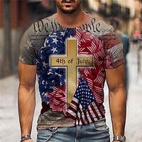 T shirt Tee Homme Unisexe 3D effet Imprimés Photos Drapeau National Col Ras du Cou Imprimer Manches Courtes Plein Air du"idien Vacances Standard Polyester Design Décontractée Grand et grand / Eté miniinthebox