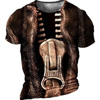 T shirt Tee Homme Unisexe 3D effet Imprimés Photos fermeture Éclair Col Ras du Cou Imprimer Manches Courtes Plein Air du"idien Vacances Standard Polyester Décontractée Designer Grand et grand miniinthebox