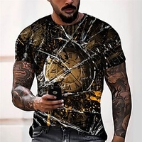 T shirt Tee Homme Unisexe 3D effet Imprimés Photos Fissure Horloge Col Ras du Cou Imprimer Manches Courtes Plein Air du"idien Vacances Standard Polyester Décontractée Designer Grand et grand miniinthebox