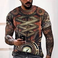 T shirt Tee Homme Unisexe 3D effet Imprimés Photos Horloge Col Ras du Cou Imprimer Manches Courtes Plein Air du"idien Vacances Standard Polyester Décontractée Designer Grand et grand miniinthebox