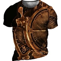 T shirt Tee Homme Unisexe 3D effet Imprimés Photos Horloge Col Ras du Cou Imprimer Manches Courtes Plein Air du"idien Vacances Standard Polyester Décontractée Rétro Vintage Designer miniinthebox