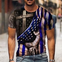 T shirt Tee Homme Unisexe 3D effet Imprimés Photos mains Drapeau National Col Ras du Cou Imprimer Manches Courtes Plein Air du"idien Vacances Standard Polyester Design Décontractée Grand et grand miniinthebox