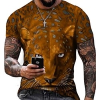 T shirt Tee Homme Unisexe 3D effet Imprimés Photos Motif Guépard Animal Col Ras du Cou Imprimer Manches Courtes Plein Air du"idien Vacances Standard Polyester Décontractée Designer Grand et grand miniinthebox