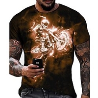 T shirt Tee Homme Unisexe 3D effet Imprimés Photos Moto Col Ras du Cou Imprimer Manches Courtes Plein Air du"idien Vacances Standard Polyester Décontractée Designer Grand et grand miniinthebox