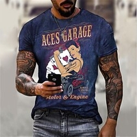 T shirt Tee Homme Unisexe 3D effet Imprimés Photos Poker Col Ras du Cou Imprimer Manches Courtes Plein Air du"idien Vacances Standard Polyester Décontractée Rétro Vintage Designer miniinthebox