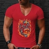 T shirt Tee Homme Unisexe Estampage à chaud Crânes Flamme Normal Col en V 1 pc Imprimer Manches Courtes Plein Air Décontractée du"idien Standard Mélange de Coton simple basique Décontractée miniinthebox