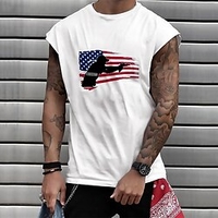 T shirt Tee Homme Unisexe Estampage à chaud Imprimés Photos Drapeau National Col Ras du Cou Imprimer Sangles Plein Air du"idien Vacances Standard Mélange de Coton Décontractée Designer Grand et miniinthebox