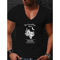 T shirt Tee Homme Unisexe Estampage à chaud Imprimés Photos Lettre Normal Col en V 1 pc Imprimer Manches Courtes Plein Air Décontractée du"idien Standard Mélange de Coton simple basique miniinthebox