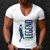 T shirt Tee Homme Unisexe Estampage à chaud Lettre Normal Col en V 1 pc Imprimer Manches Courtes Plein Air Décontractée du"idien Standard Mélange de Coton simple basique Décontractée miniinthebox