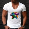 T shirt Tee Homme Unisexe Estampage à chaud Motif Guépard Lettre Normal Col en V 1 pc Imprimer Manches Courtes Plein Air Décontractée du"idien Standard Mélange de Coton simple basique Décontractée miniinthebox