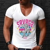 T shirt Tee Homme Unisexe Estampage à chaud tigre Lettre Normal Col en V 1 pc Imprimer Manches Courtes Plein Air Décontractée du"idien Standard Mélange de Coton simple basique Décontractée miniinthebox