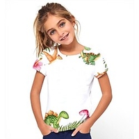 T-shirt Tee-shirts Fille Enfants Manches Courtes Dinosaure Animal Imprimé Blanche Enfants Hauts basique Vacances miniinthebox