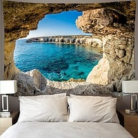 tapisserie murale art déco couverture rideau pique-nique table tissu suspendu maison chambre salon dortoir décoration polyester fibre paysage montagne eau lac mer grotte miniinthebox