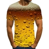 Tee T shirt Tee Chemise Homme 3D effet Graphic Bière Grande Taille Col Rond Plissé Imprimer Manches Courtes du"idien Sortie Standard Polyester Vêtement de rue Exagéré Confortable / Eté miniinthebox