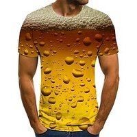 Tee T shirt Tee Chemise Homme 3D effet Graphic Bière Grande Taille Col Rond Plissé Imprimer Manches Courtes du"idien Sortie Standard Polyester Vêtement de rue Exagéré Confortable / Eté miniinthebox