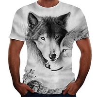 Tee T shirt Tee Chemise Homme 3D effet Graphic Loup Animal Grande Taille Col Ras du Cou Imprimer Manches Courtes Plein Air Casual Standard Polyester Animé Actif miniinthebox