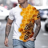 Tee T shirt Tee Chemise Homme Unisexe 3D effet Imprimés Photos Abeille Col Ras du Cou Imprimer Manches Courtes du"idien Vacances Standard Polyester Décontractée Designer Grand et grand / Eté miniinthebox