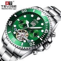 Tevise Montre mécanique pour Hommes Analogique Remontage automatique Tendance Style formel Imperméable Calendrier Noctilumineux Alliage Alliage Mode miniinthebox