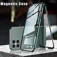 téléphone Coque Pour Apple Adsorption Magnétique Aimantée iPhone 14 Pro Max 13 12 11 Pro Max Mini X XR XS 8 7 Plus Double Face Anti-rayures Protection de qualité militaire Couleur Pleine Verre Tremp miniinthebox