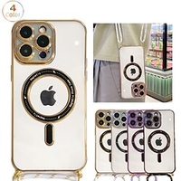 téléphone Coque Pour Apple Coque Arriere iPhone 14 13 12 11 Plus Pro Max Magnétique avec tour de cou réglable avec bandoulière amovible Transparente TPU ABS PC miniinthebox