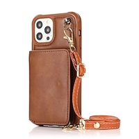 téléphone Coque Pour Apple Wallet iPhone 13 Pro Max 12 11 SE 2022 X XR XS Max 8 7 fermeture Éclair Antichoc avec bandoulière amovible Couleur Pleine TPU faux cuir miniinthebox