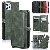 téléphone Coque Pour Apple Wallet iPhone 13 Pro Max 12 11 SE 2022 X XR XS Max 8 7 fermeture Éclair Antichoc avec bandoulière amovible Couleur Pleine TPU faux cuir miniinthebox
